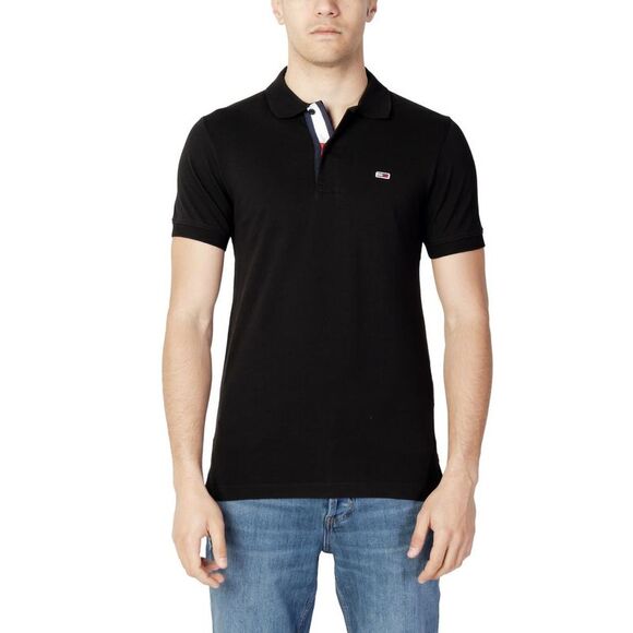 Tommy Hilfiger Jeans Black Cotton Polo Men's Shirt - Picture 1 of 5